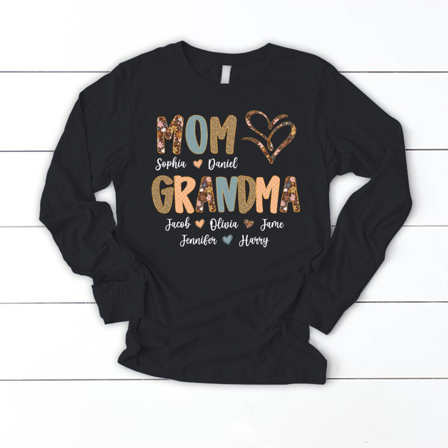 Personalized Mom And Grandma Grandkids Fall Heart Shirt