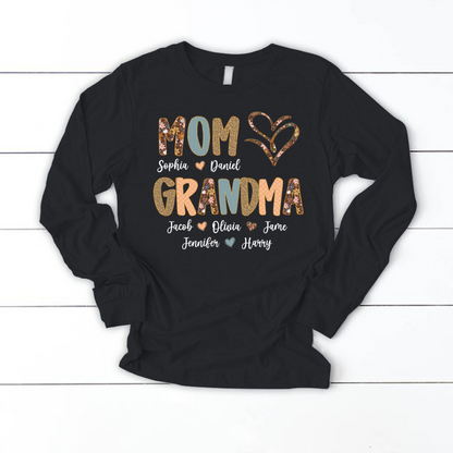 Personalized Mom And Grandma Grandkids Fall Heart Shirt