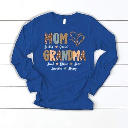 Personalized Mom And Grandma Grandkids Fall Heart Shirt