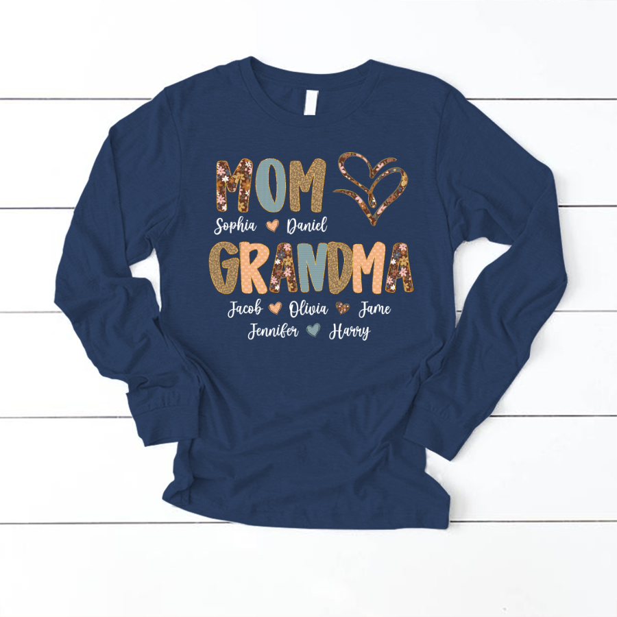 Personalized Mom And Grandma Grandkids Fall Heart Shirt