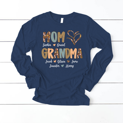 Personalized Mom And Grandma Grandkids Fall Heart Shirt