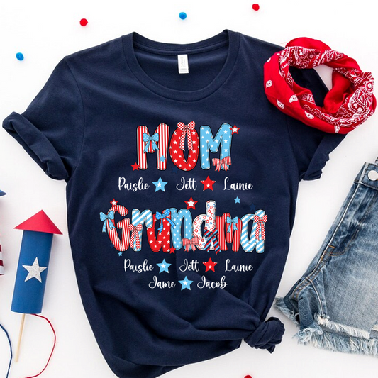 Personalized Mom and Grandma America Independence Gift Shirt