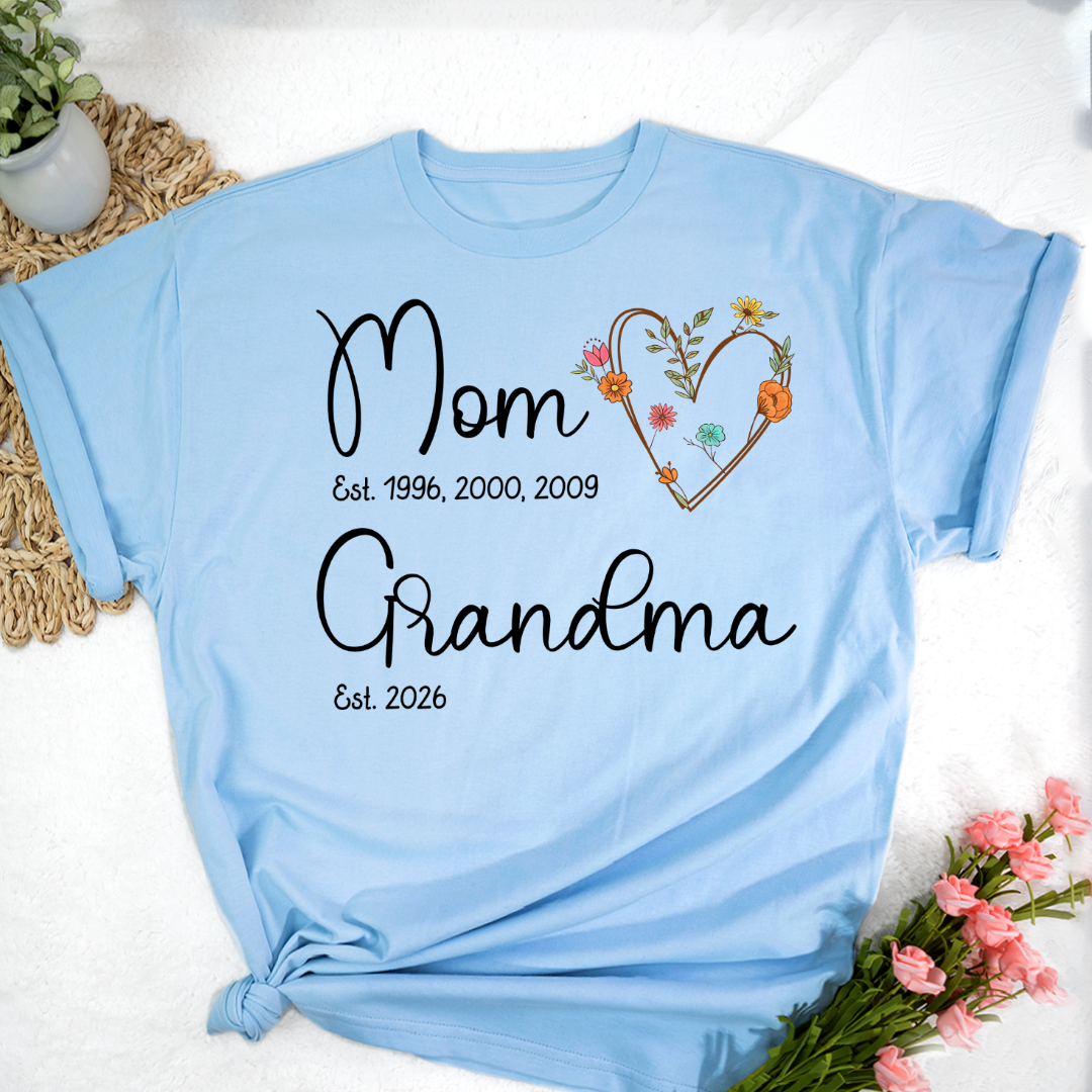 Personalized Wildflower Mom Grandma Est Grandkids T-shirt