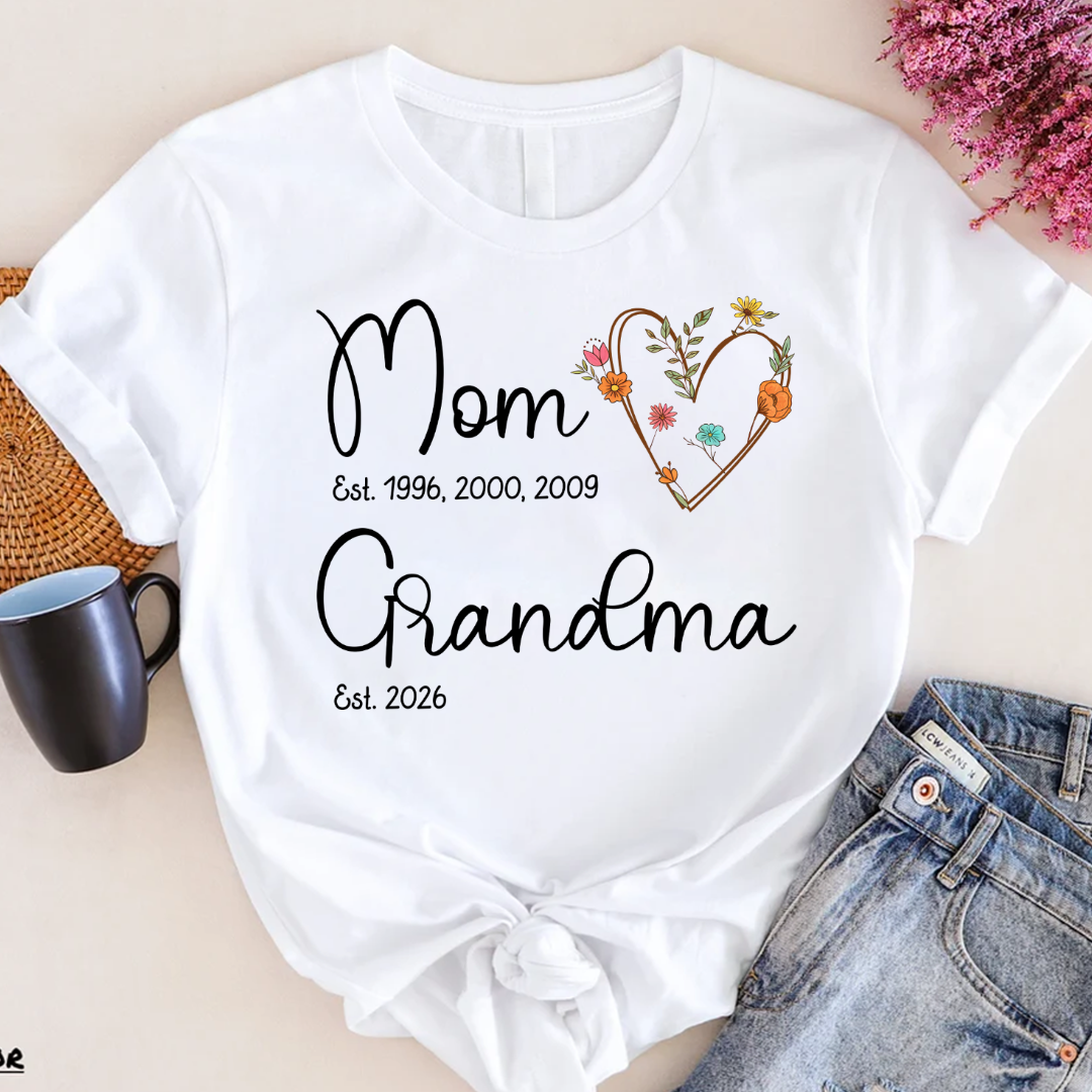 Personalized Wildflower Mom Grandma Est Grandkids T-shirt