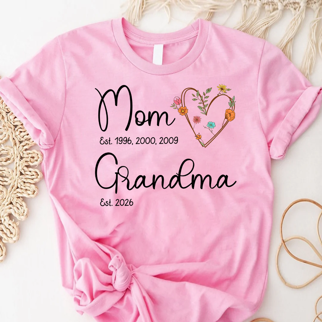 Personalized Wildflower Mom Grandma Est Grandkids T-shirt