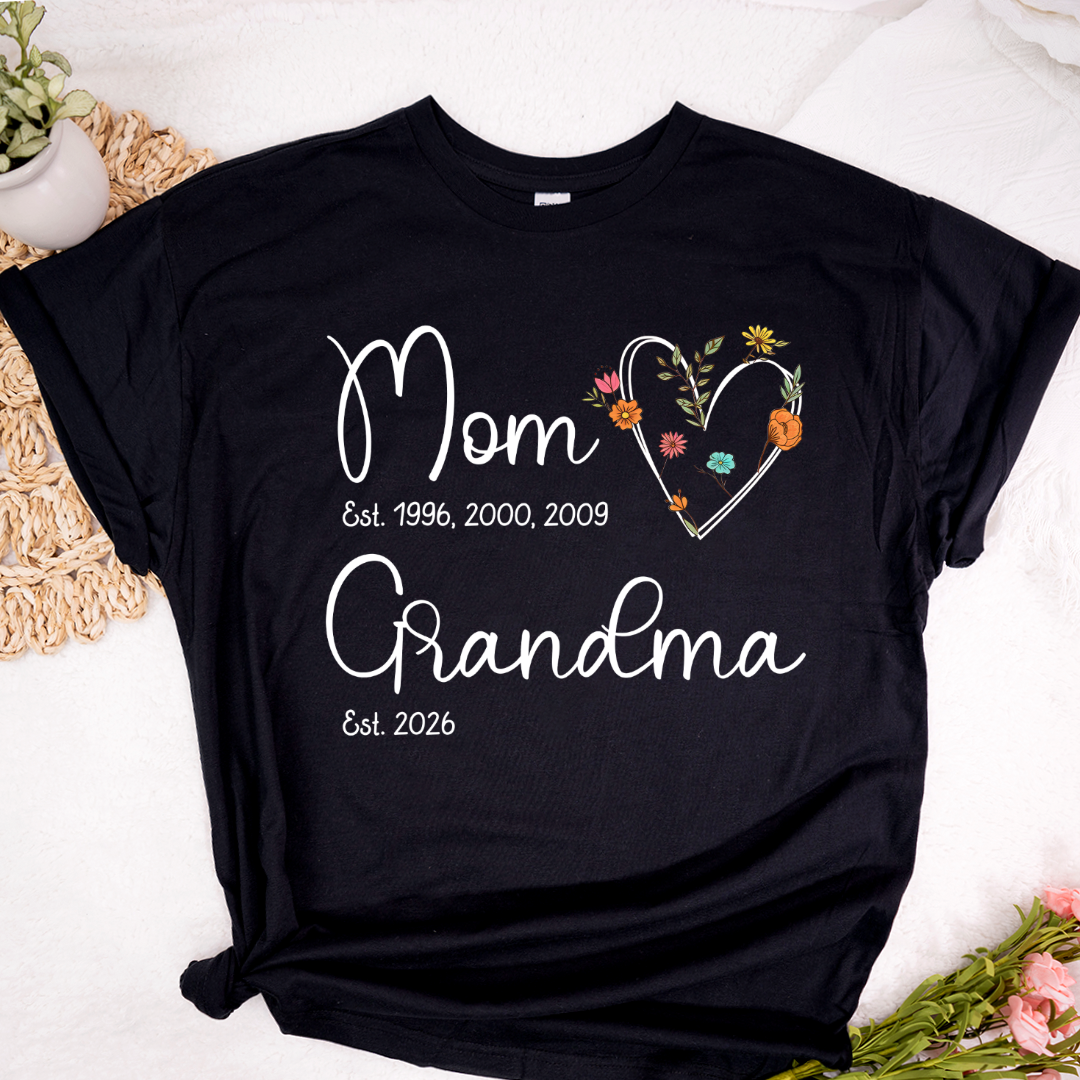 Personalized Wildflower Mom Grandma Est Grandkids T-shirt