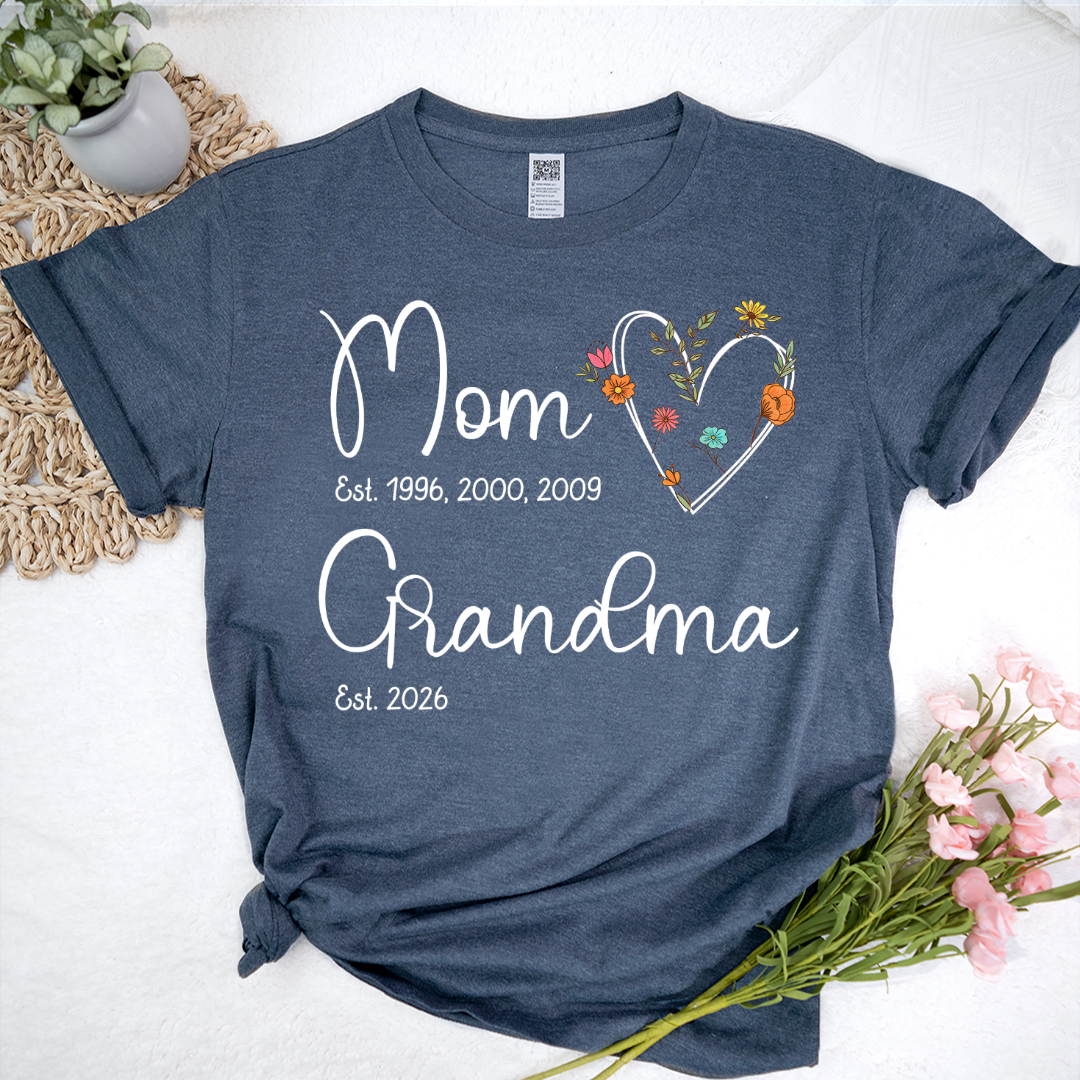 Personalized Wildflower Mom Grandma Est Grandkids T-shirt