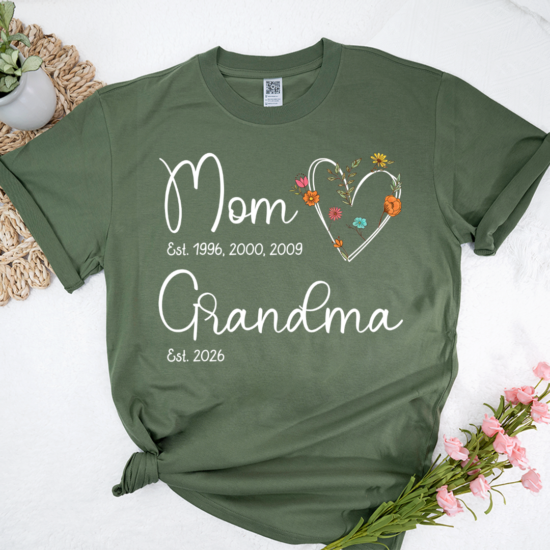 Personalized Wildflower Mom Grandma Est Grandkids T-shirt