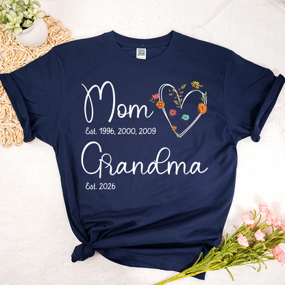 Personalized Wildflower Mom Grandma Est Grandkids T-shirt