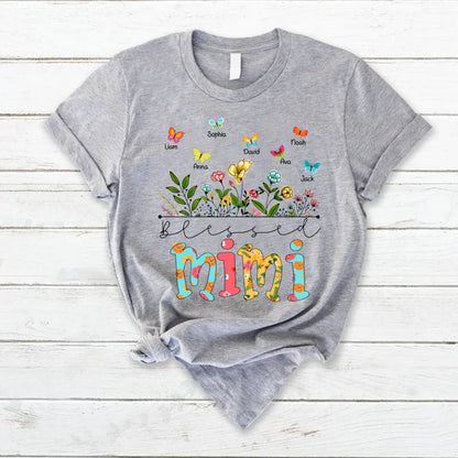 Personalized Blessed Mimi Wildflowers And Butterflies Shirts For Grandma T-Shirt