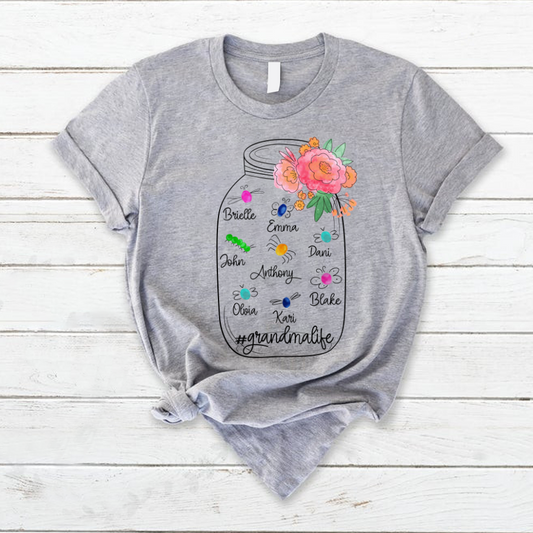 Personalized Bug Grandmlife Custom Names And Grandkids Mother's Day T-Shirt