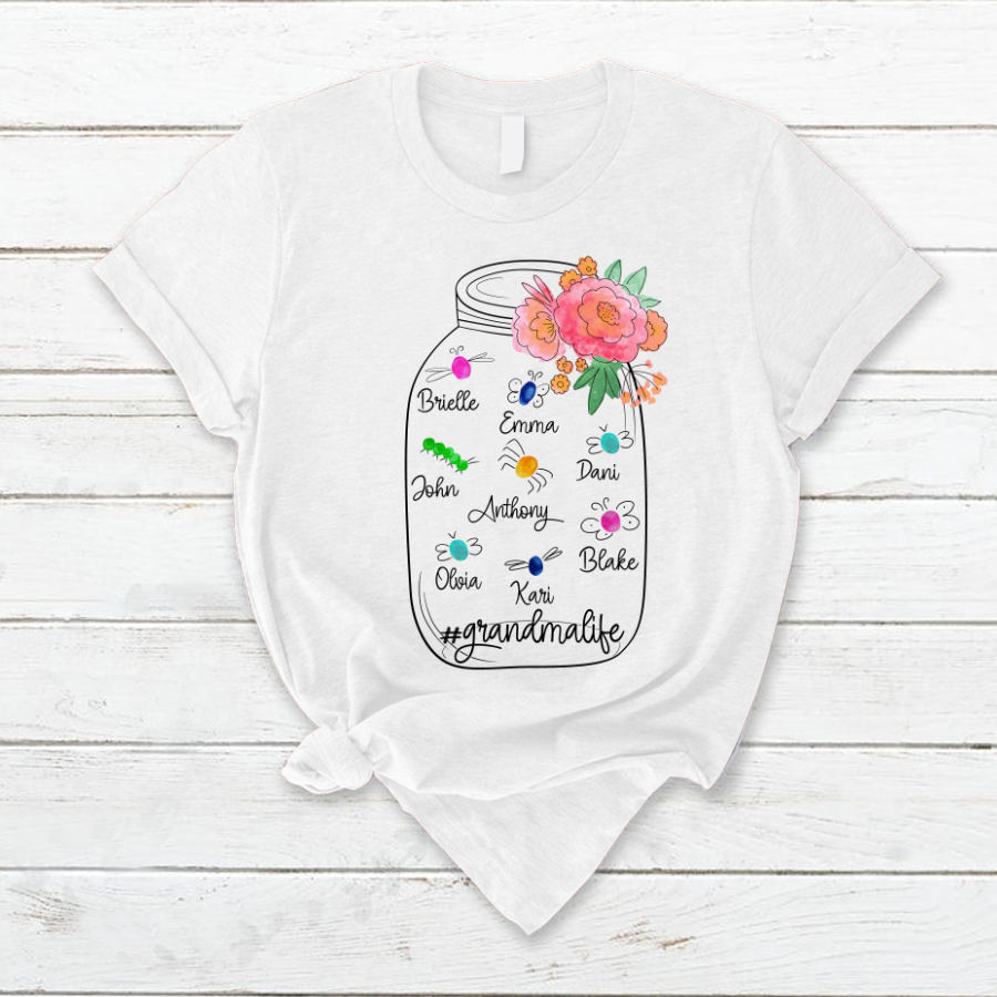 Personalized Bug Grandmlife Custom Names And Grandkids Mother's Day T-Shirt