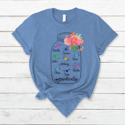 Personalized Bug Grandmlife Custom Names And Grandkids Mother's Day T-Shirt