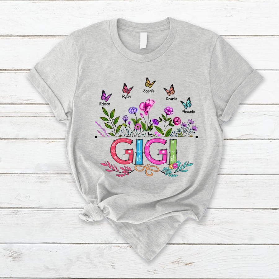 Personalized Gigi And Grandkids Butterfly T-Shirt