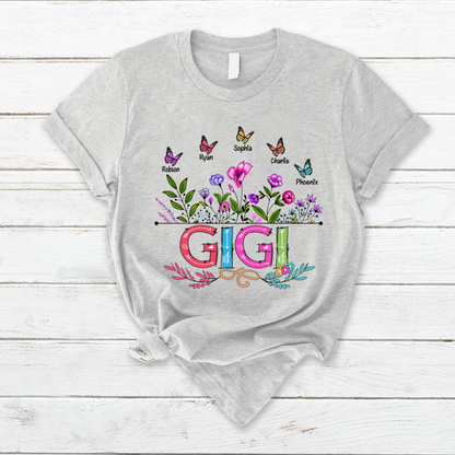 Personalized Gigi And Grandkids Butterfly T-Shirt