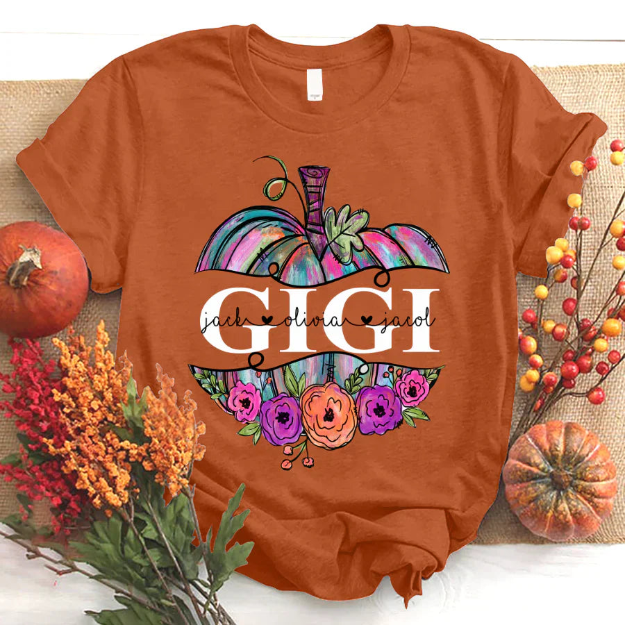 Personalized Gigi Painted Pumpkin 2022 T-Shirt