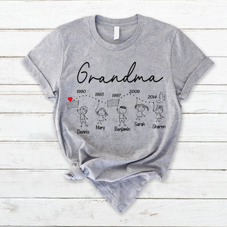 Personalized Grandma And Grandkids Est T-Shirt