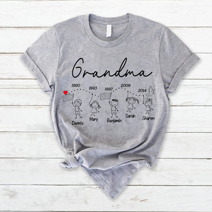 Personalized Grandma And Grandkids Est T-Shirt