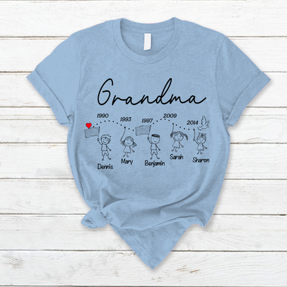 Personalized Grandma And Grandkids Est T-Shirt