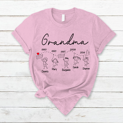 Personalized Grandma And Grandkids Est T-Shirt
