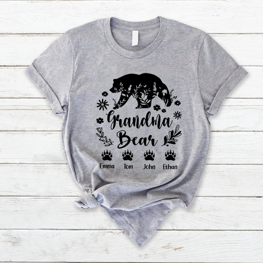 Personalized Grandma Bear And Grandkids T-Shirt