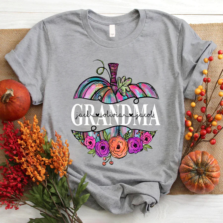 Personalized Grandma Painted Pumpkin 2022 T-Shirt