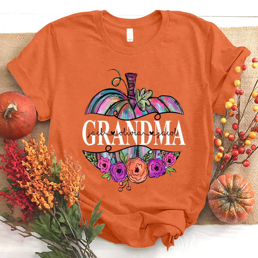 Personalized Grandma Painted Pumpkin 2022 T-Shirt
