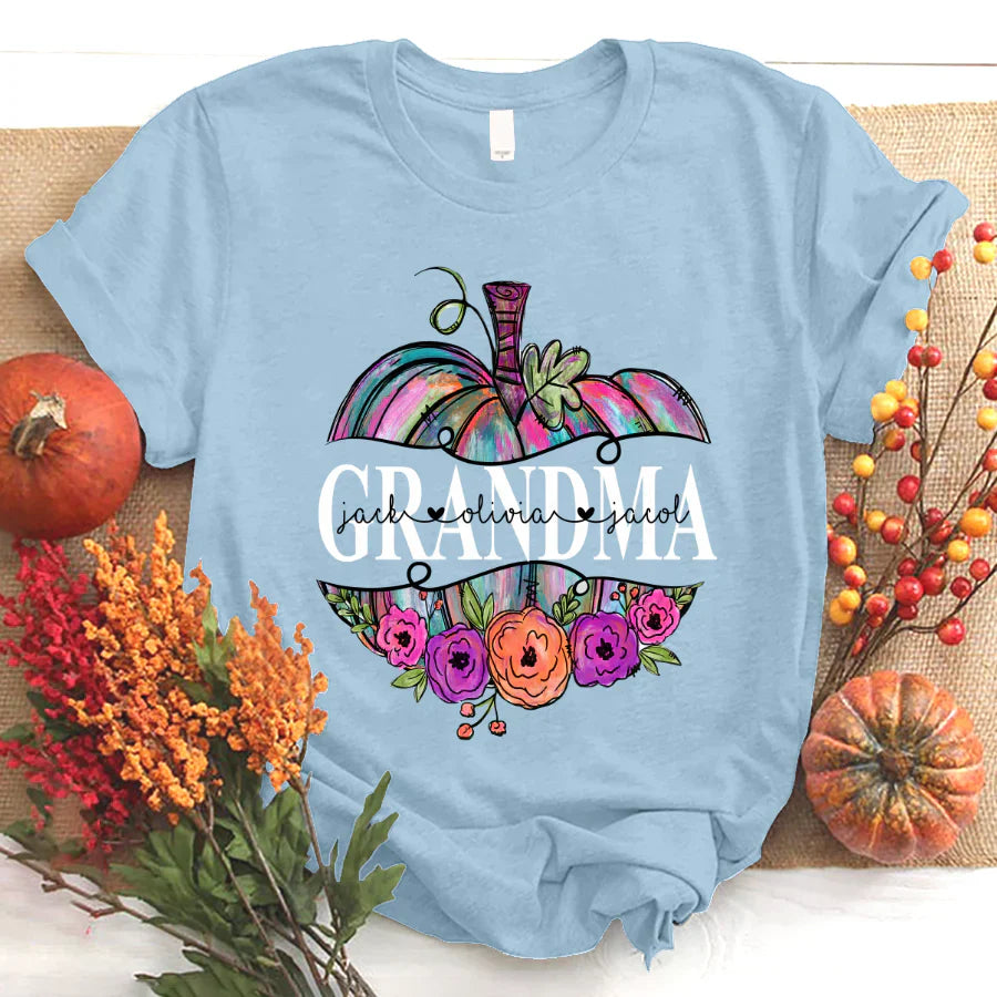 Personalized Grandma Painted Pumpkin 2022 T-Shirt
