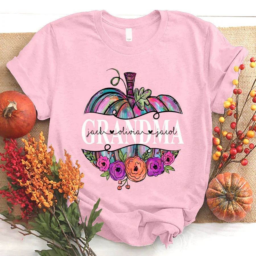 Personalized Grandma Painted Pumpkin 2022 T-Shirt