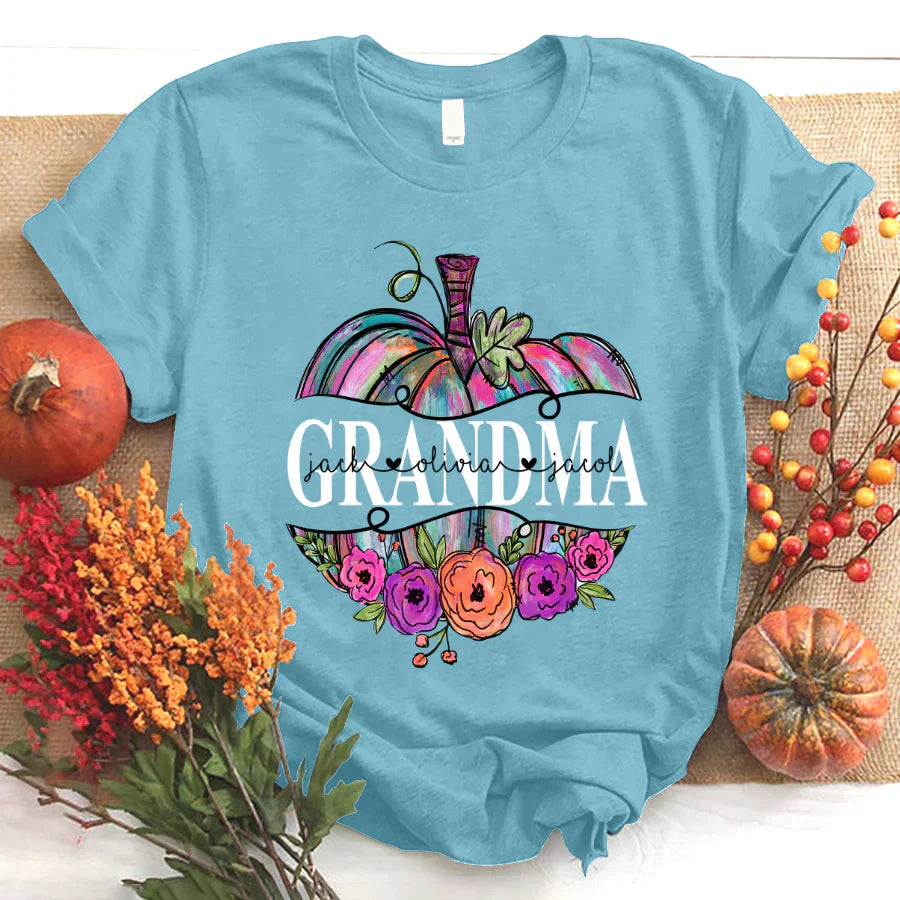 Personalized Grandma Painted Pumpkin 2022 T-Shirt