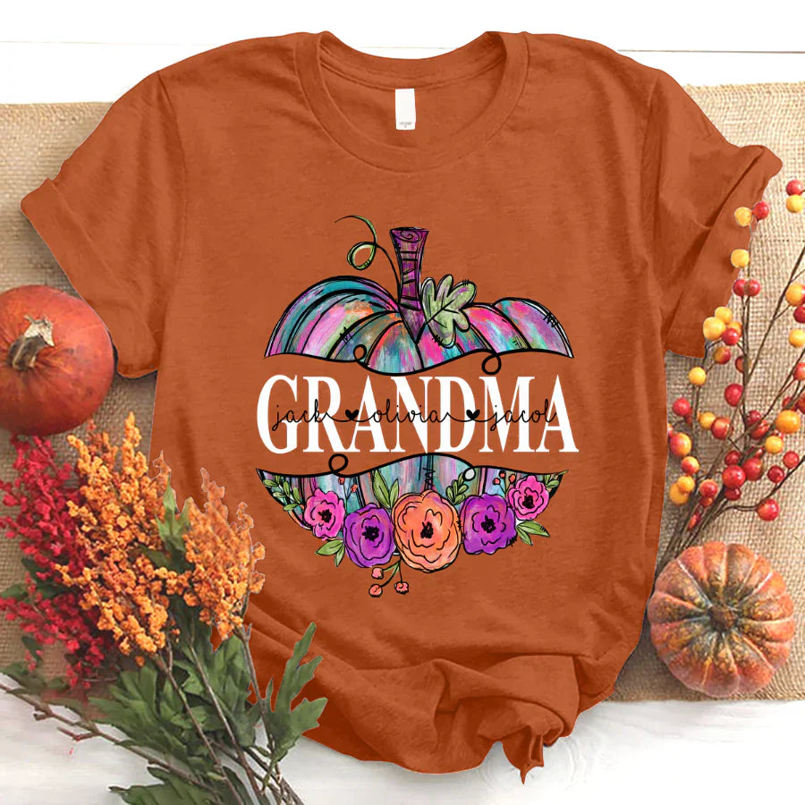 Personalized Grandma Painted Pumpkin 2022 T-Shirt