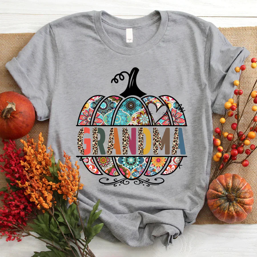 Personalized Grandma Pumpkin Art T-Shirt