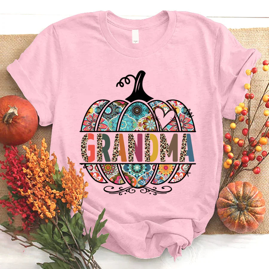 Personalized Grandma Pumpkin Art T-Shirt