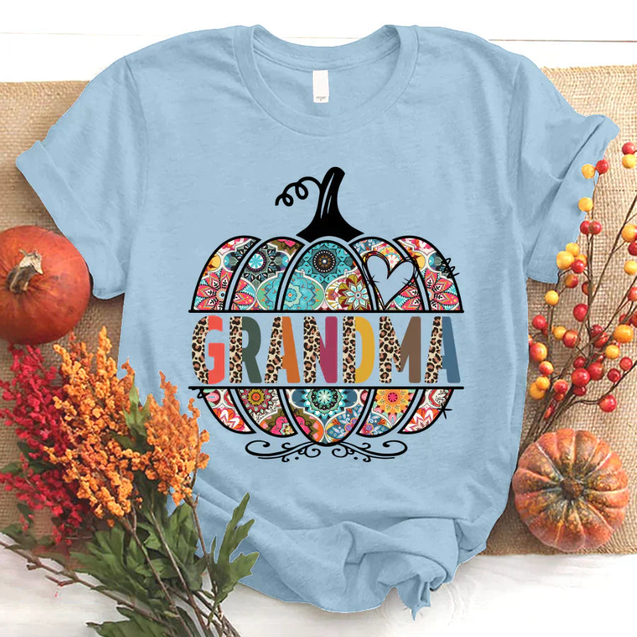 Personalized Grandma Pumpkin Art T-Shirt