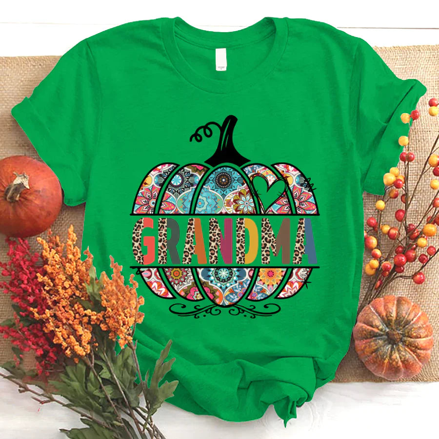 Personalized Grandma Pumpkin Art T-Shirt