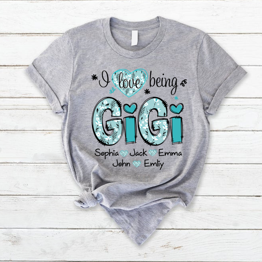 Personalized I love being Gigi Flower Custom Names And Grandkids Mother's Day T-Shirt