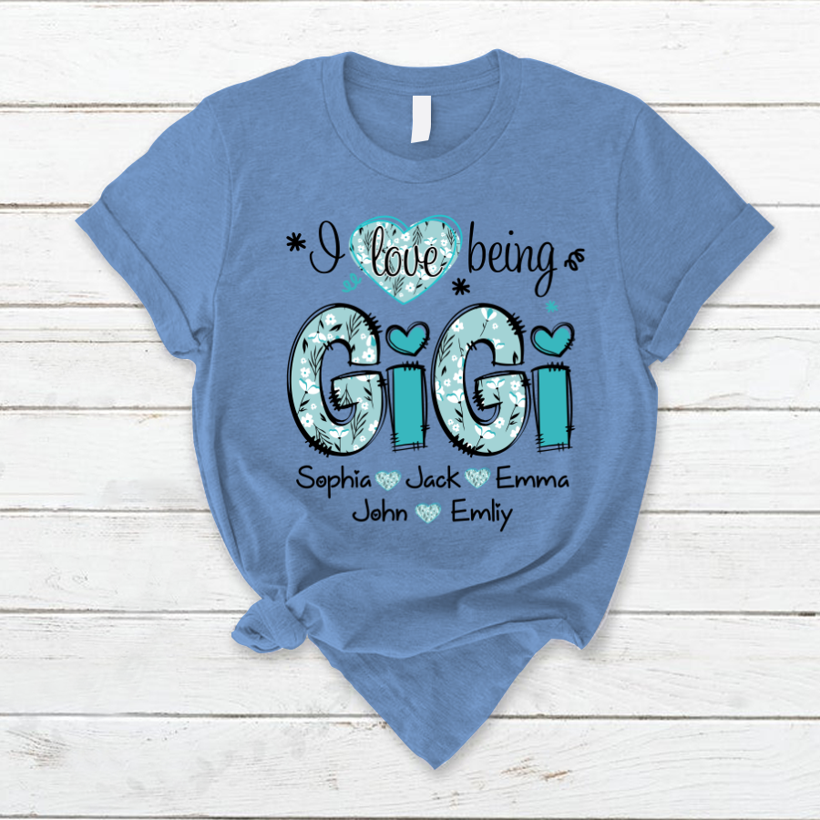 Personalized I love being Gigi Flower Custom Names And Grandkids Mother's Day T-Shirt