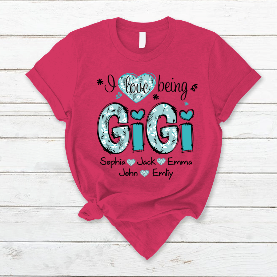 Personalized I love being Gigi Flower Custom Names And Grandkids Mother's Day T-Shirt