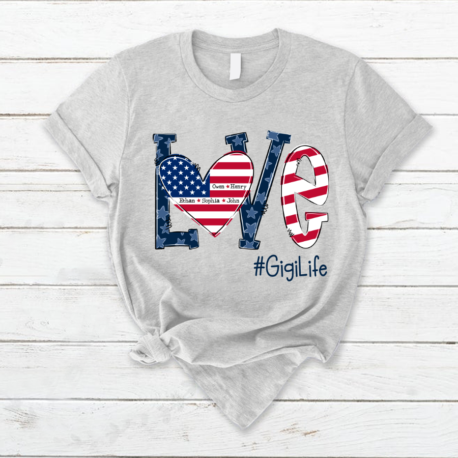 Personalized Love Gigi Life American Flag T-Shirt
