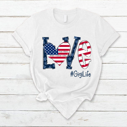 Personalized Love Gigi Life American Flag T-Shirt