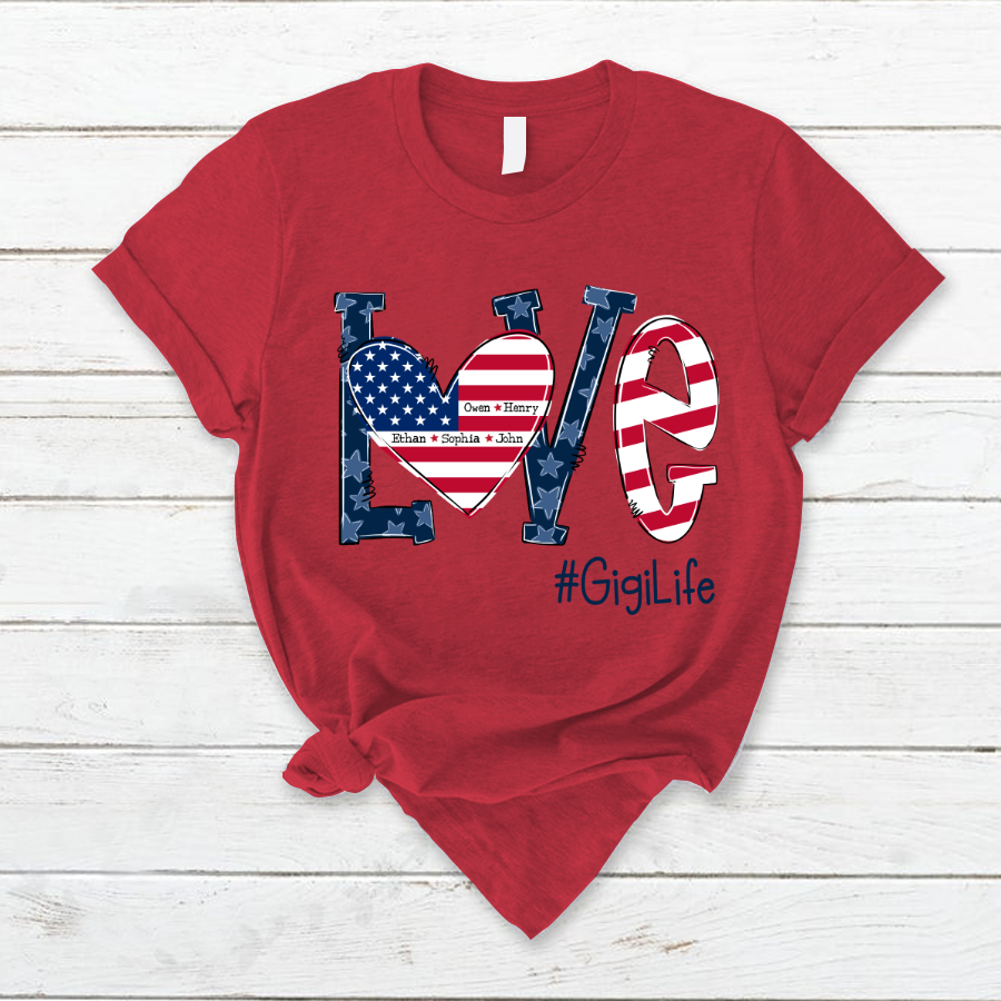 Personalized Love Gigi Life American Flag T-Shirt
