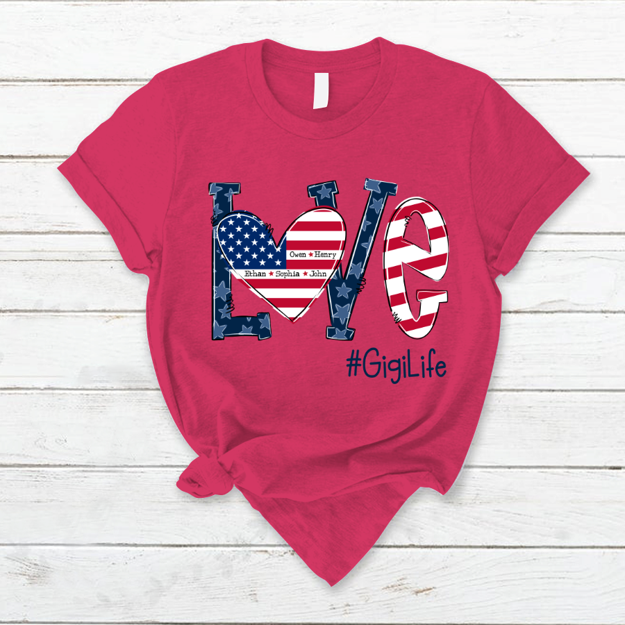 Personalized Love Gigi Life American Flag T-Shirt