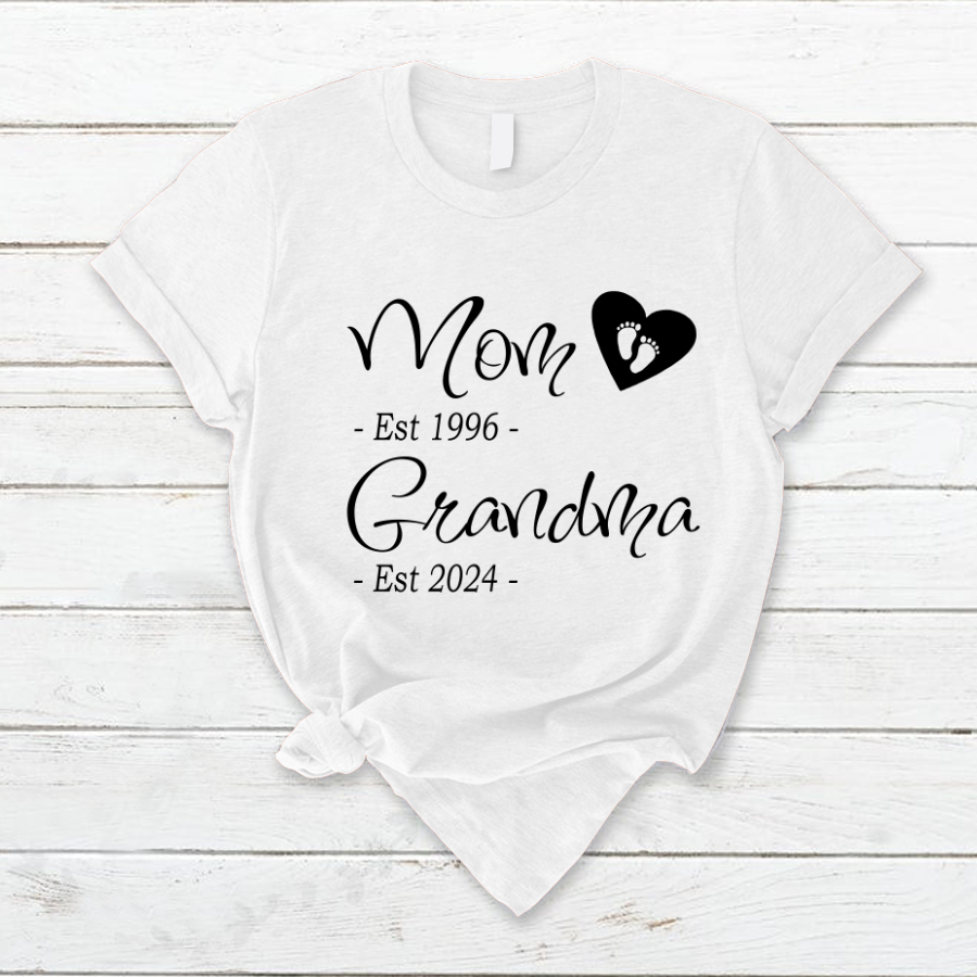 Personalized Mom Grandma Est Shirt, Est Custom Grandma T-Shirt