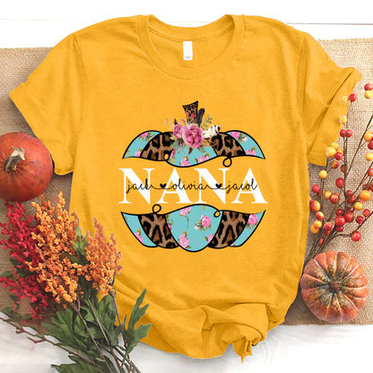 Personalized Nana Pumpkin Flower 2022 T-Shirt