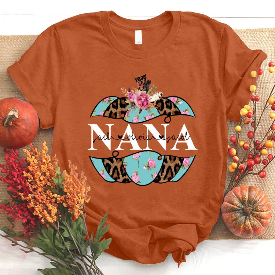 Personalized Nana Pumpkin Flower 2022 T-Shirt