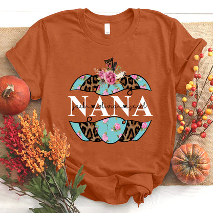 Personalized Nana Pumpkin Flower 2022 T-Shirt