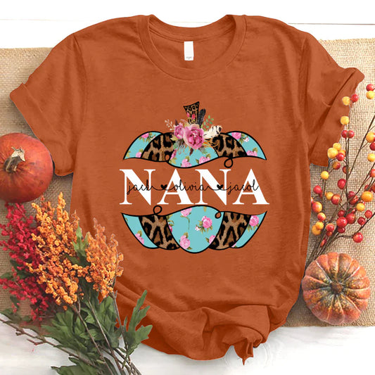 Personalized Nana Pumpkin Flower 2022 T-Shirt