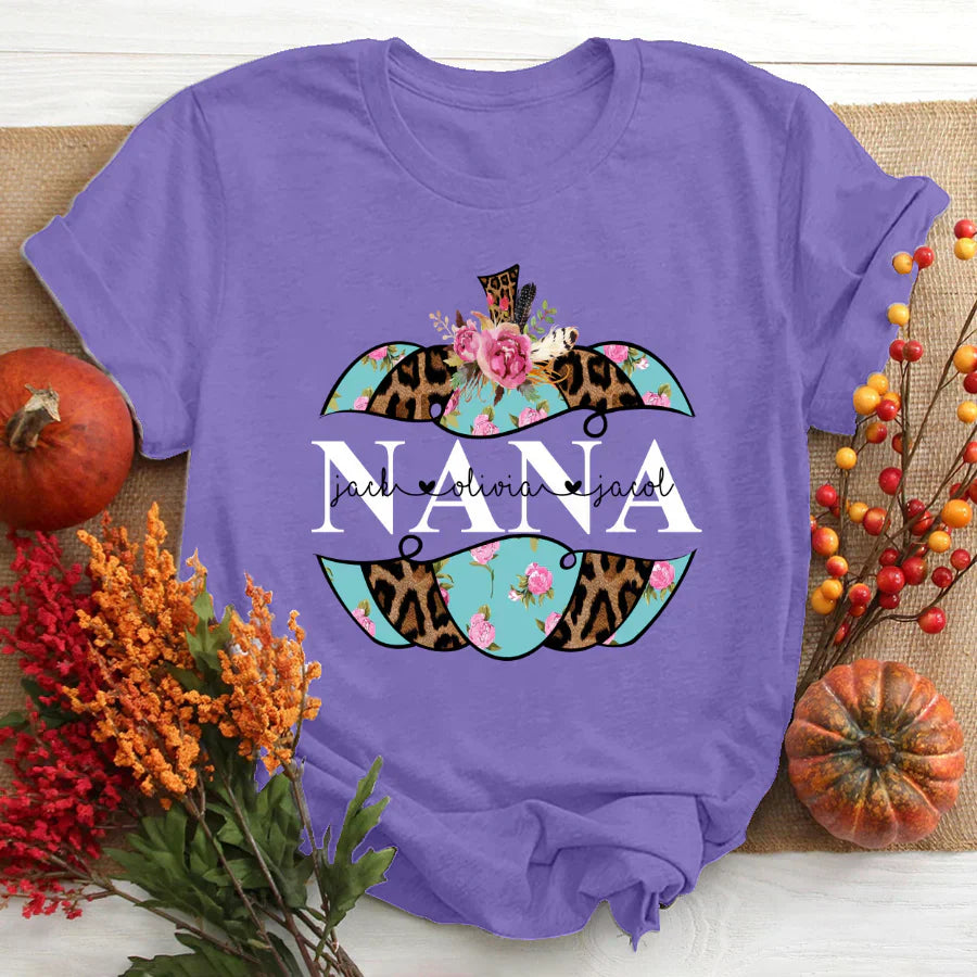 Personalized Nana Pumpkin Flower 2022 T-Shirt