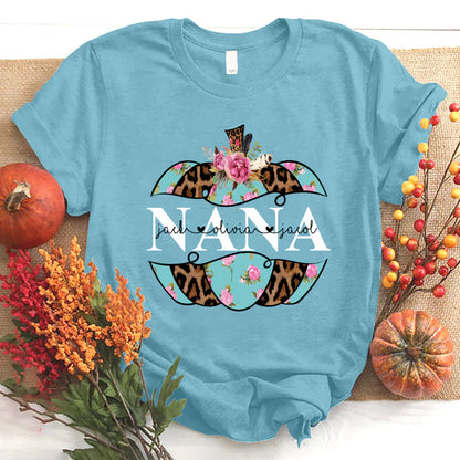 Personalized Nana Pumpkin Flower 2022 T-Shirt