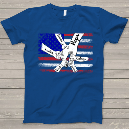 Personalized Papa Grandkids Flag T-Shirt